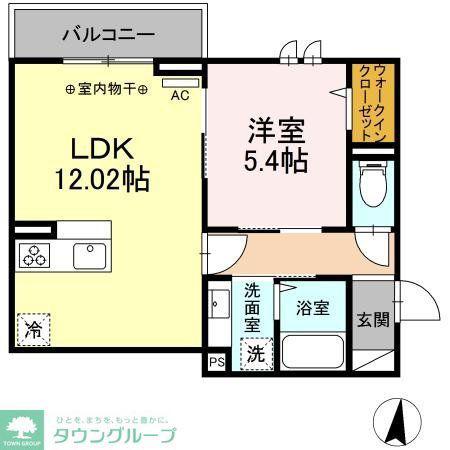 セレスティア本町(1LDK/3階)の間取り写真