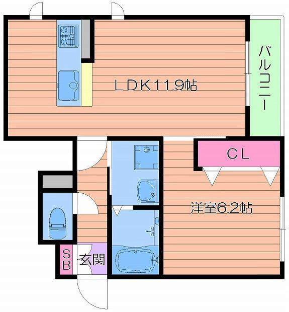 シャーメゾンラン(1LDK/1階)の間取り写真