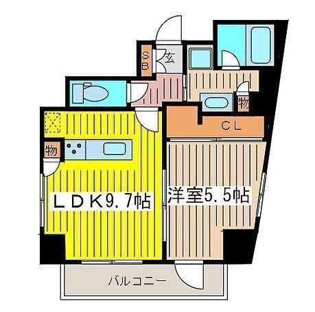 LOG東日本橋(1LDK/9階)の間取り写真