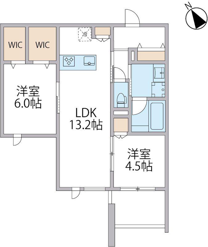パークアヴェニュー湘南辻堂 南棟(2LDK/2階)の間取り写真