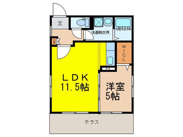 ヴィオレッティ(1LDK/1階)の間取り写真