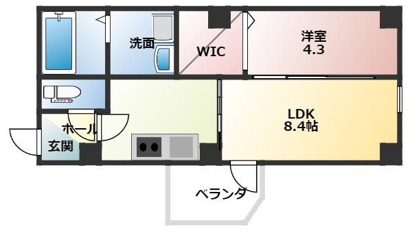 SENA HILLS堺(1LDK/2階)の間取り写真