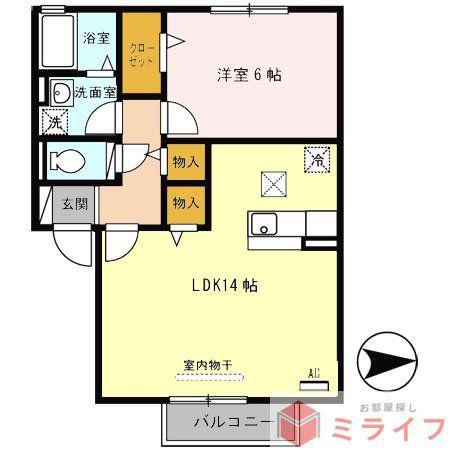 エクセル平野(1LDK/1階)の間取り写真