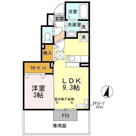 グランツB・C(1LDK/1階)の間取り写真