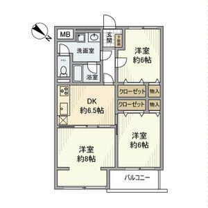 上尾サンハイツ(3DK/4階)の間取り写真