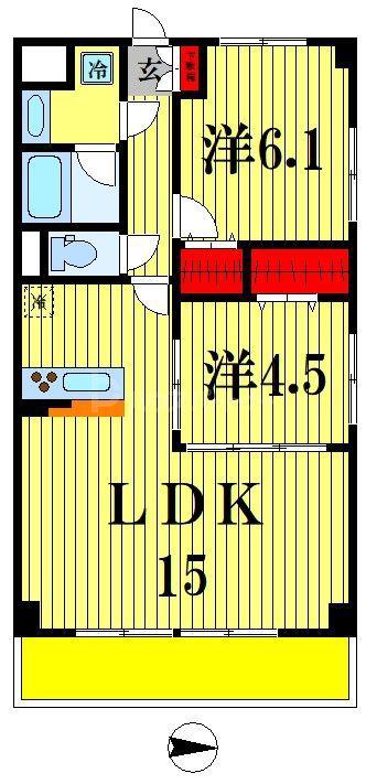 ベルヴァンス(2LDK/1階)の間取り写真