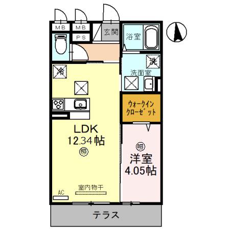 ウエスト ポート(1LDK/1階)の間取り写真