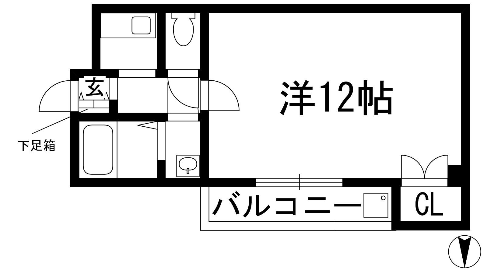サンハイム2(1K/1階)の間取り写真