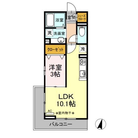 プランドール(1LDK/2階)の間取り写真