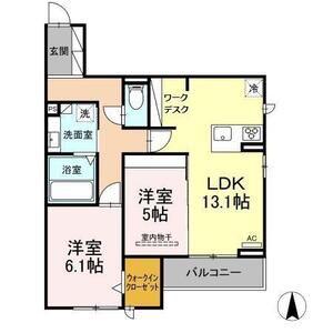 フューカスト(2LDK/2階)の間取り写真