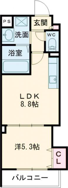 ラモーナ半田(1LDK/3階)の間取り写真