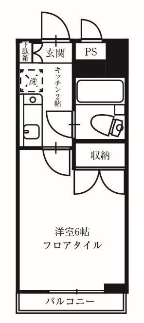 コスモリード国分寺(1K/6階)の間取り写真