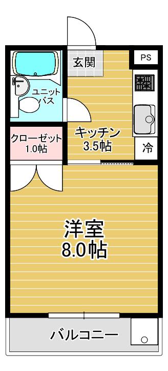 アリエッタ宇都宮(1K/2階)の間取り写真