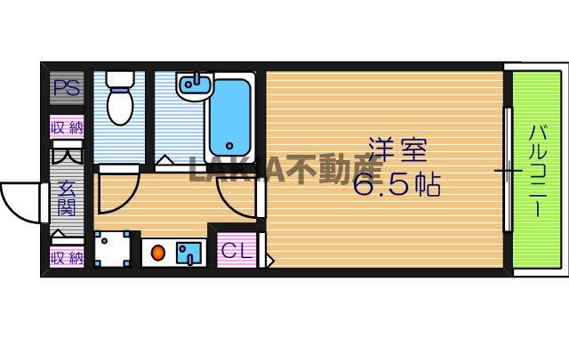 グランヴィ天王寺(1K/2階)の間取り写真