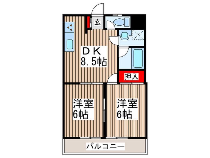 サンライズセイワ(2DK/3階)の間取り写真