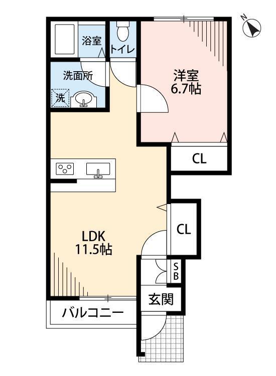 シャロンガーデン(1LDK/1階)の間取り写真
