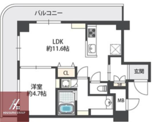 近鉄淀川リバーサイドマンション513(1LDK/5階)の間取り写真