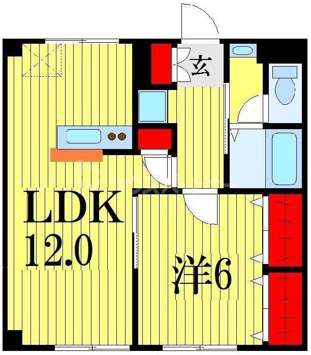 エステート船橋(1LDK/2階)の間取り写真