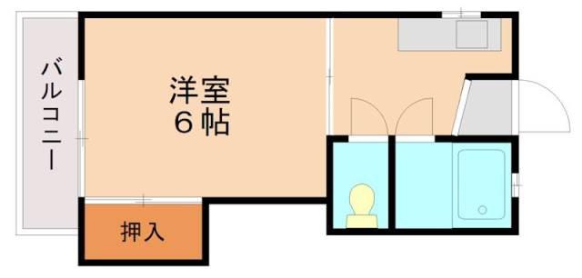 第2シャトル松香台(1K/2階)の間取り写真