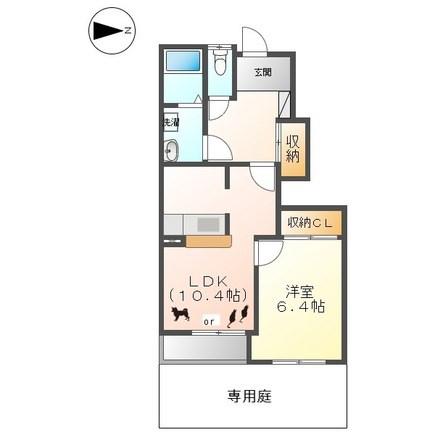 パークヒルズ城土(1LDK/1階)の間取り写真