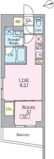 ガーデンザヴィス門前仲町(1LDK/6階)の間取り写真