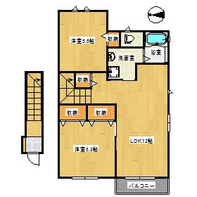 吉田荘南(2LDK/2階)の間取り写真