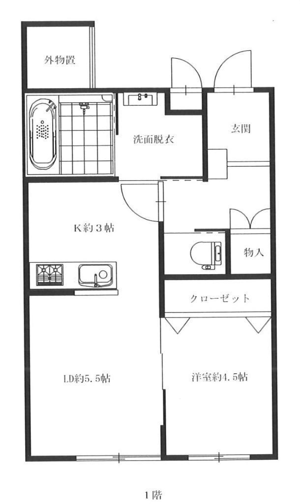 LARBRE BLANC(1LDK/2階)の間取り写真