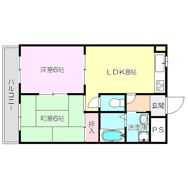 ハイムリファインド(2DK/4階)の間取り写真