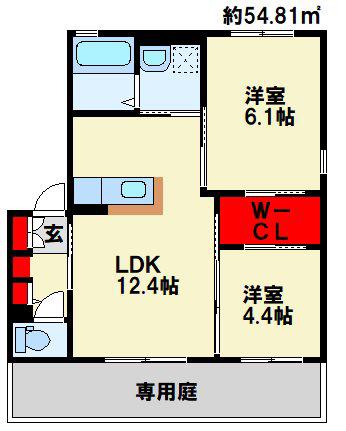 グリーンタウンD(2LDK/1階)の間取り写真