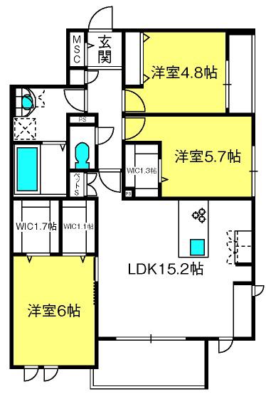 PACE OVEST(3LDK/3階)の間取り写真