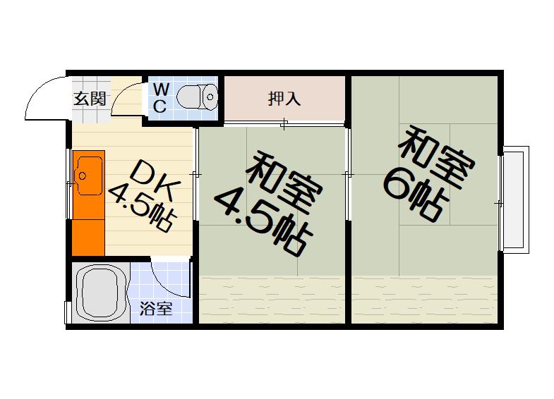 朝日荘ハイツ(2DK/2階)の間取り写真