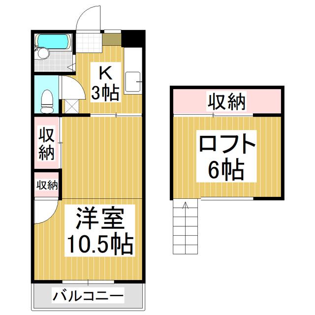 サバービア村井(1K/2階)の間取り写真
