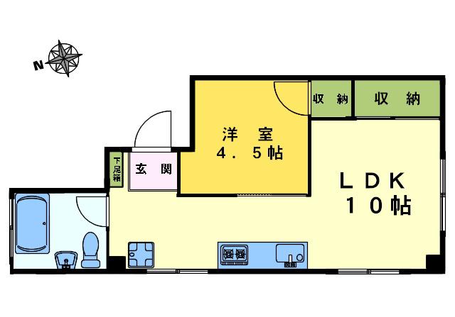 東中野トーシンビル(1LDK/4階)の間取り写真