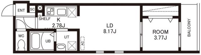 シェリム竹下イースト(1LDK/3階)の間取り写真