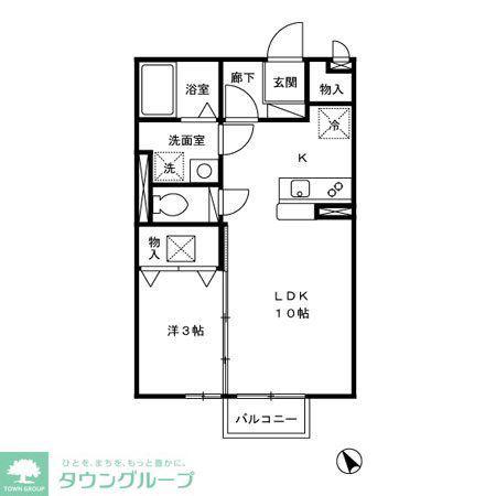 ラックスハイム鶴川台 I(1LDK/2階)の間取り写真