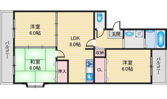 アン・アムール(3LDK/3階)の間取り写真