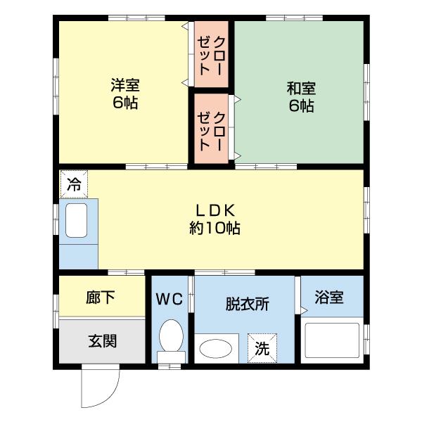 ロアール北美 B(2LDK/2階)の間取り写真