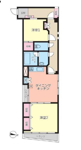 フラッツ新大橋I(2DK/2階)の間取り写真