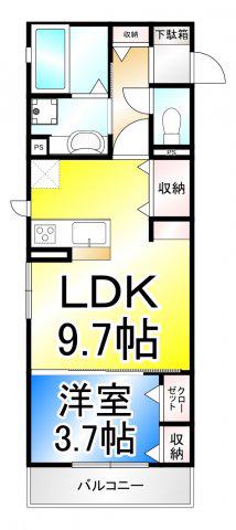 フローラ稲葉(1LDK/1階)の間取り写真