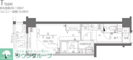 ZOOM大塚(1K/4階)の間取り写真