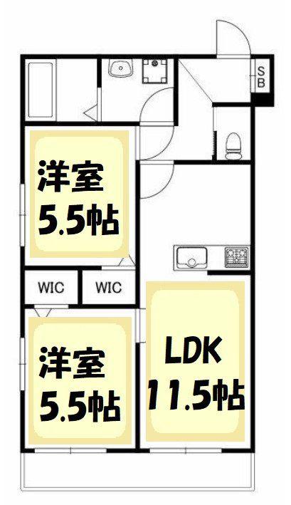 サンレガーロ久喜 ウエスト II(2LDK/1階)の間取り写真