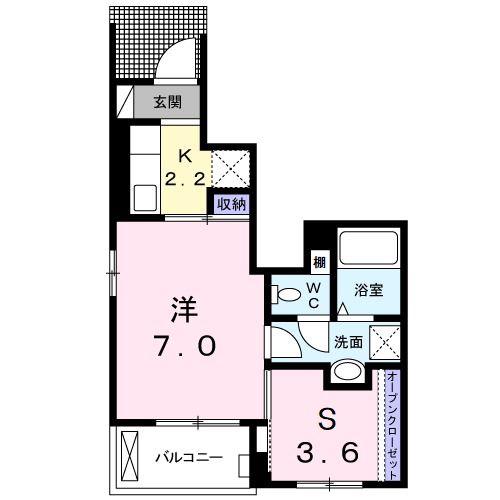アビタシオン柏の葉II(1SK/1階)の間取り写真