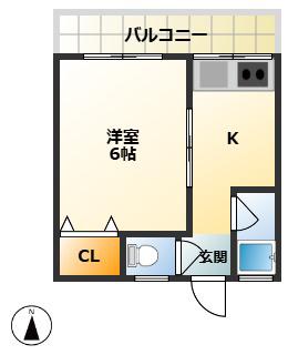 栄穂マンション(1K/3階)の間取り写真