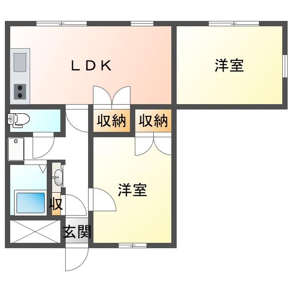 レオパレスグリシーヌ(2LDK/3階)の間取り写真