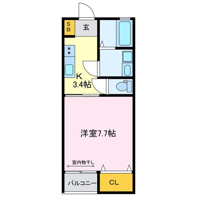 ライトハイツE(1K/2階)の間取り写真