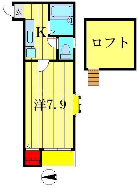 AZURE青戸(1K/2階)の間取り写真