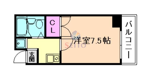 LIANGE東三国(1K/4階)の間取り写真