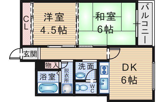 フェザー 豊中マンション(2DK/3階)の間取り写真