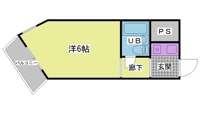 ライオンズマンション神戸元町第2(1K/6階)の間取り写真