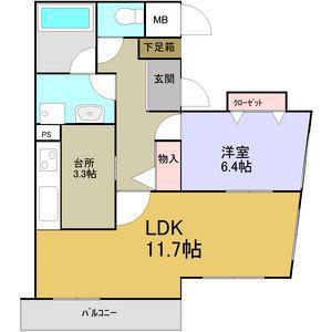 ラッフル千代田(1LDK/7階)の間取り写真
